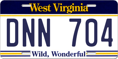 WV license plate DNN704
