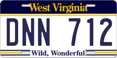 WV license plate DNN712