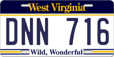 WV license plate DNN716