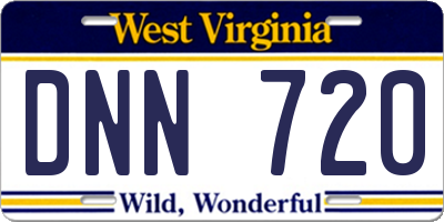 WV license plate DNN720