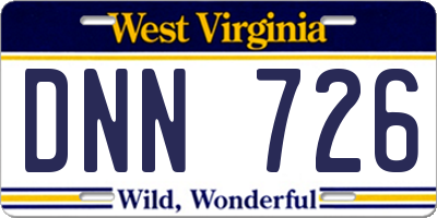 WV license plate DNN726