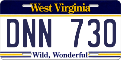 WV license plate DNN730