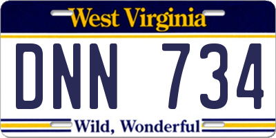 WV license plate DNN734