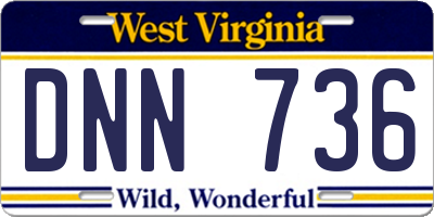 WV license plate DNN736