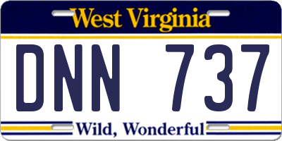 WV license plate DNN737