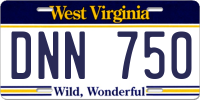 WV license plate DNN750