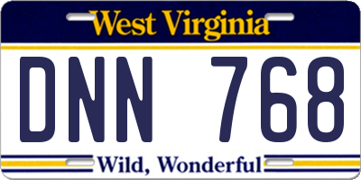 WV license plate DNN768