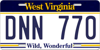 WV license plate DNN770