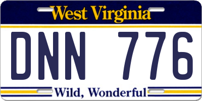 WV license plate DNN776
