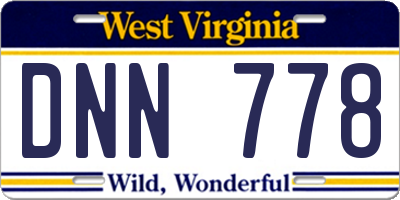 WV license plate DNN778