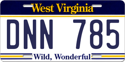 WV license plate DNN785