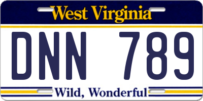 WV license plate DNN789
