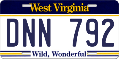 WV license plate DNN792