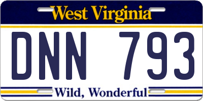 WV license plate DNN793