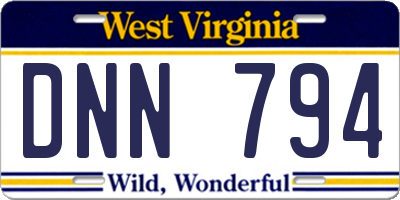 WV license plate DNN794