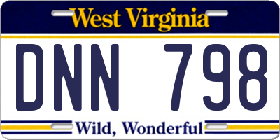 WV license plate DNN798