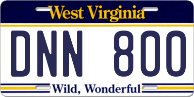WV license plate DNN800