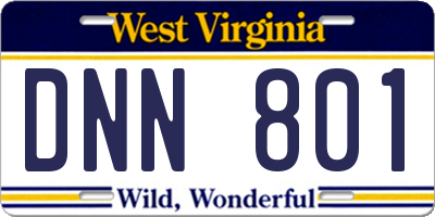 WV license plate DNN801