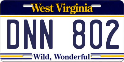 WV license plate DNN802