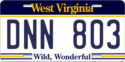 WV license plate DNN803