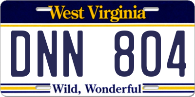 WV license plate DNN804