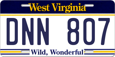 WV license plate DNN807