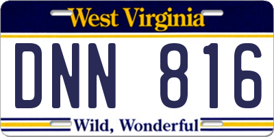 WV license plate DNN816