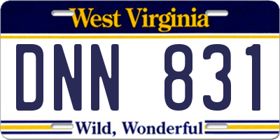 WV license plate DNN831
