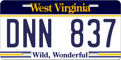 WV license plate DNN837