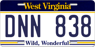 WV license plate DNN838