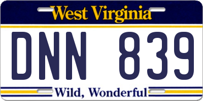 WV license plate DNN839
