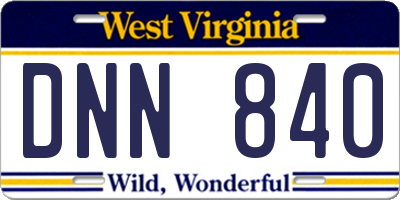 WV license plate DNN840