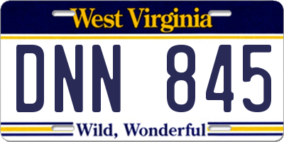 WV license plate DNN845