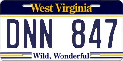 WV license plate DNN847