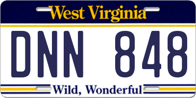 WV license plate DNN848
