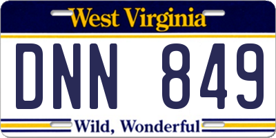 WV license plate DNN849