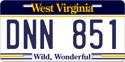 WV license plate DNN851