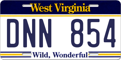 WV license plate DNN854