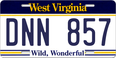 WV license plate DNN857