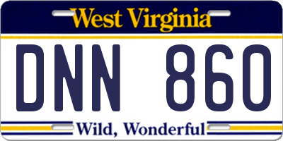 WV license plate DNN860