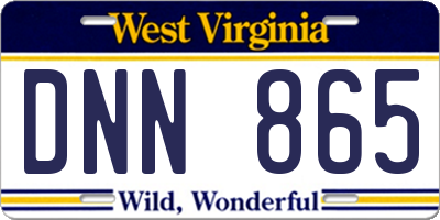 WV license plate DNN865
