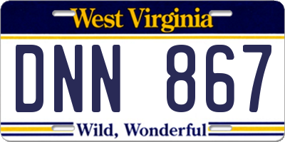 WV license plate DNN867