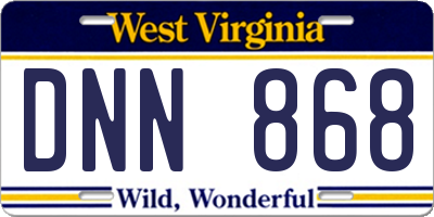 WV license plate DNN868