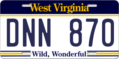 WV license plate DNN870