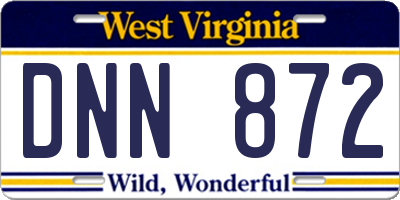 WV license plate DNN872