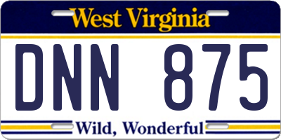 WV license plate DNN875