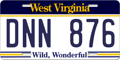 WV license plate DNN876