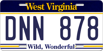 WV license plate DNN878
