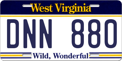 WV license plate DNN880