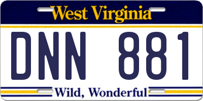 WV license plate DNN881